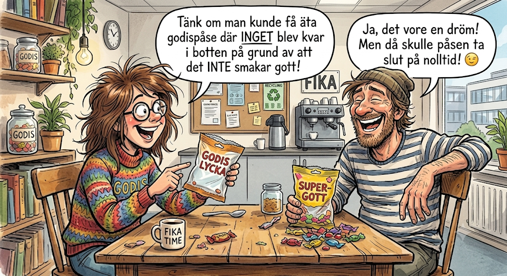 Tänk om man kunde få äta en godispåse där inget blev kvar